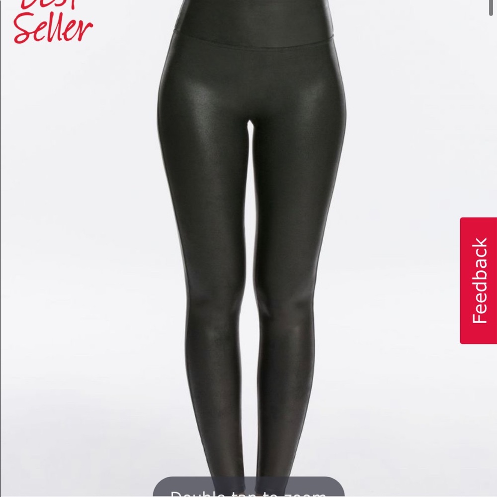 NWT Spanx black faux leather leggings - M